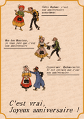 Danse des personnages pour un joyeux anniversaire